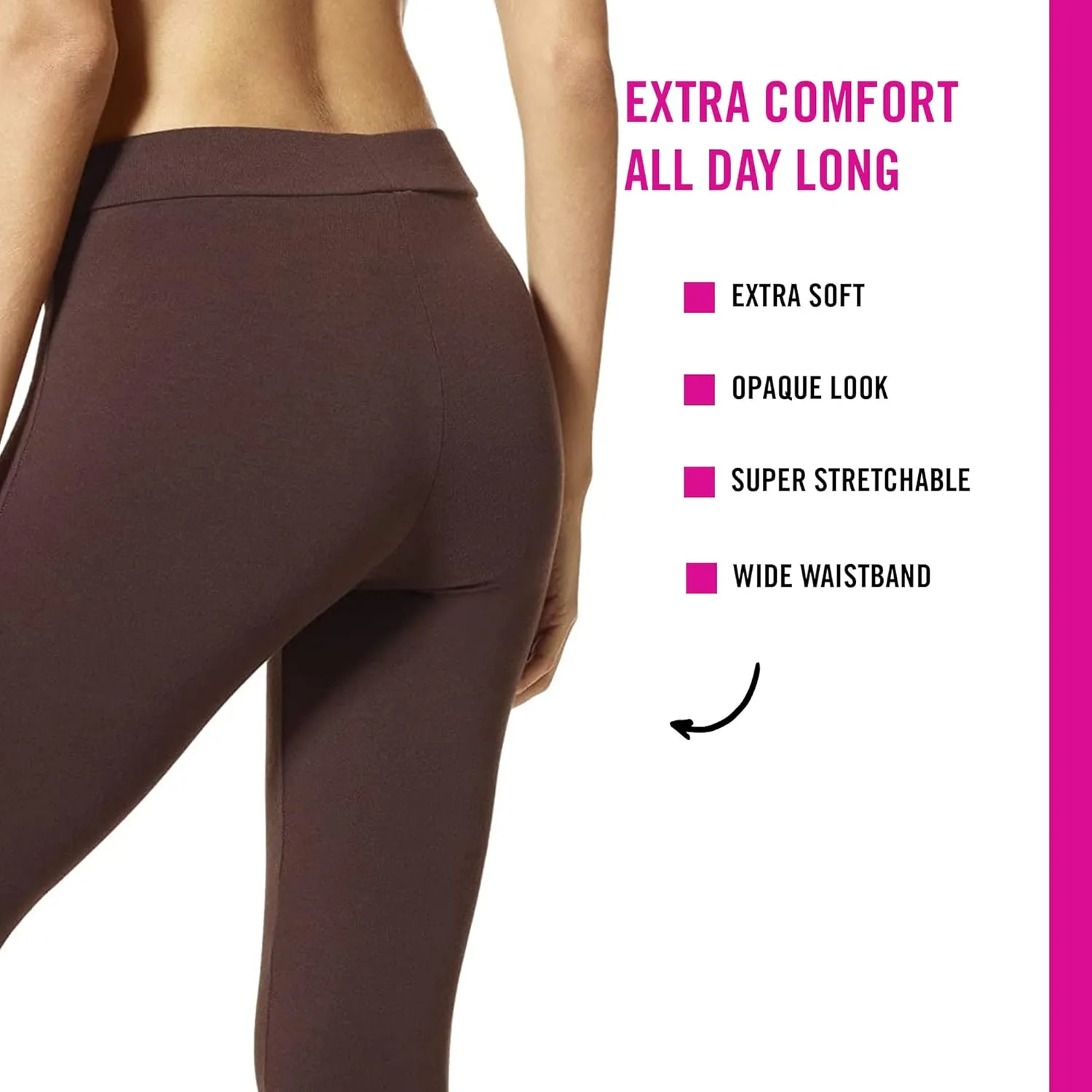 HUE Women's Wide Waistband Blackout Cotton Leggings, Assorted