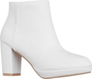 ILLUDE Women’s Ankle Bootie Side Zip Comfortable Block Heel Chunky Platform Ankle Boots