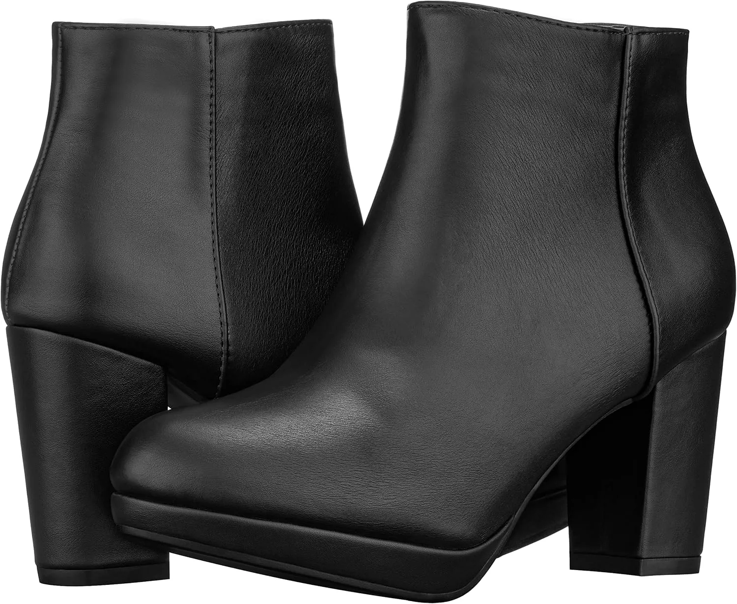 ILLUDE Women’s Ankle Bootie Side Zip Comfortable Block Heel Chunky Platform Ankle Boots