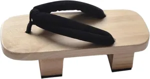 Japanese Wooden Clogs Flip Flops Lightweight Classic Portable Slippers Sandals for Beach Indoor And Outdoor Home Dorm, Black, 42