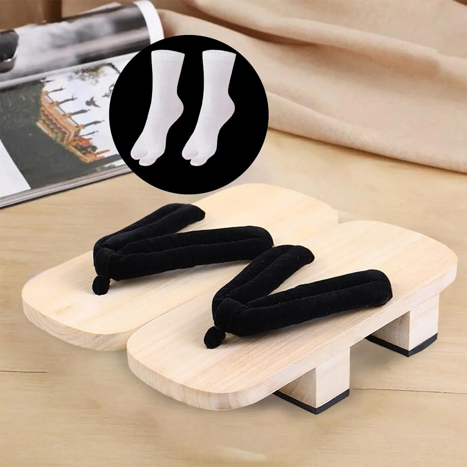 Japanese Wooden Clogs, Japanese Geta Shoes, Indoor And Outdoor Portable Casual Shoes, Comfortable Sandals for V