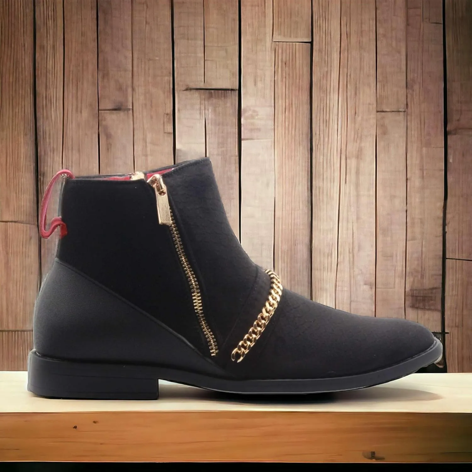 Jazamé Men's B-2963 Chuck Nubuck Suede Pull-On Round Toe Chelsea Boots