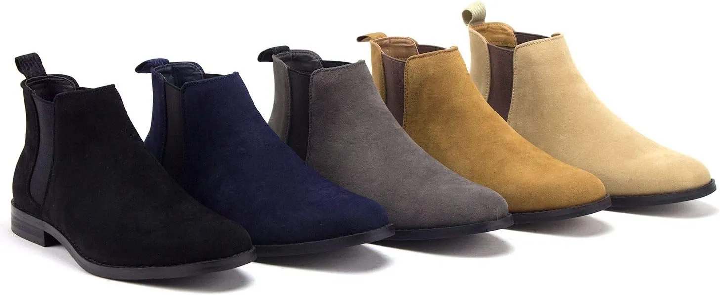 Jazamé Men's B-2963 Chuck Nubuck Suede Pull-On Round Toe Chelsea Boots