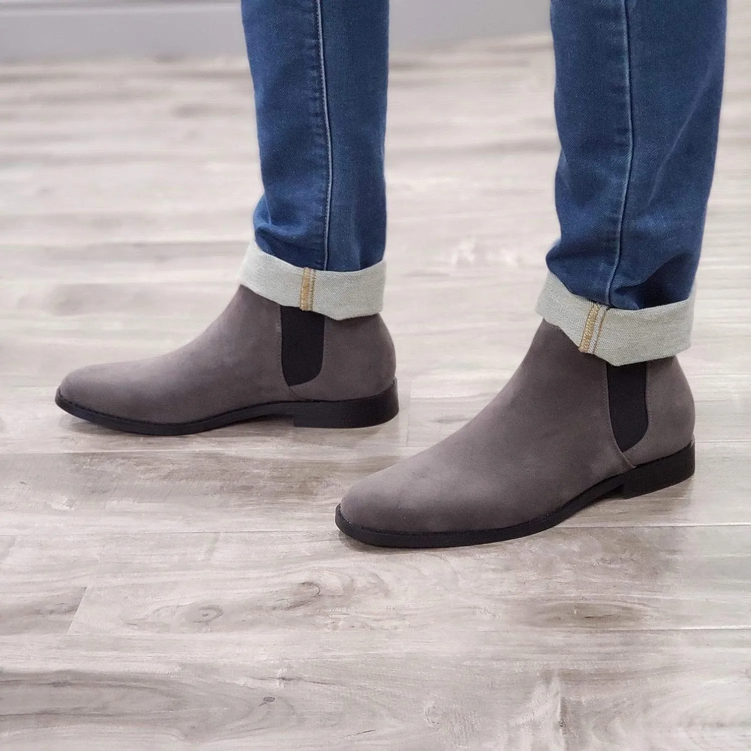 Jazamé Men's B-2963 Chuck Nubuck Suede Pull-On Round Toe Chelsea Boots