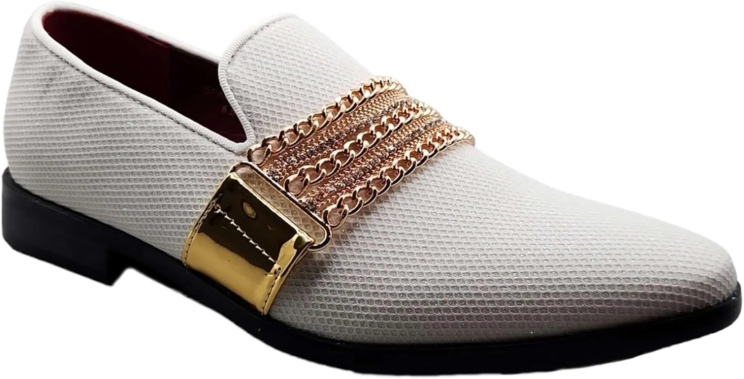 Jazame Men's Sparkle Smoking Moccasin Slip On Round Toe Formal Loafers Dress Shoes - Dress Shoes for Men, Loafers Men, Dress Shoes