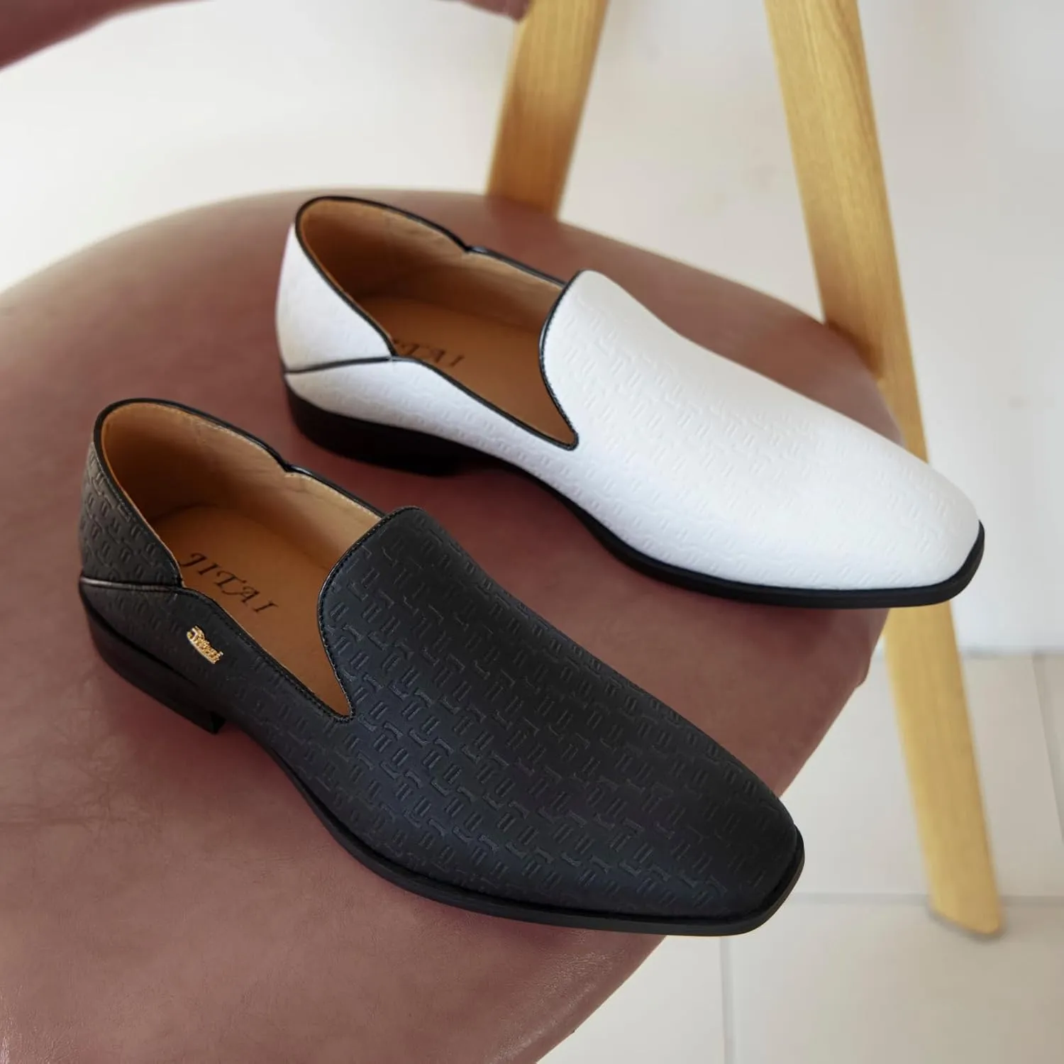 JITAI Luxury Men Shoes Black Loafers Leather Men 's Casual Shoes Brand Comfortable