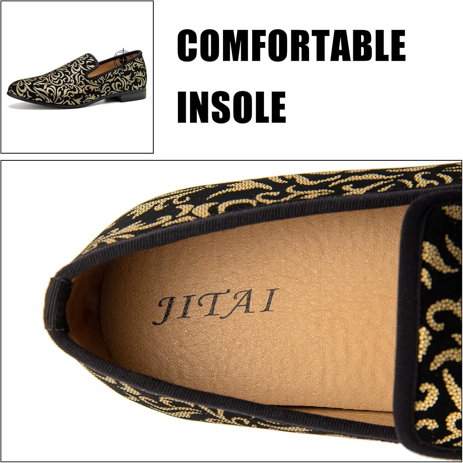 JITAI Men's Fashion Loafers Wedding Shoes Loafers for Men Party Shoes