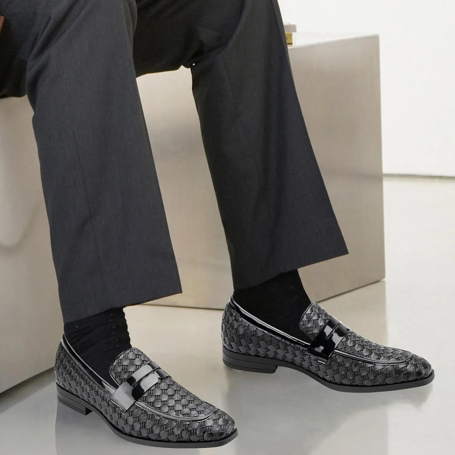 JITAI Mens Velvet Loafers Dress Shoes Loafers for Men Tuxedo Suit Shoes