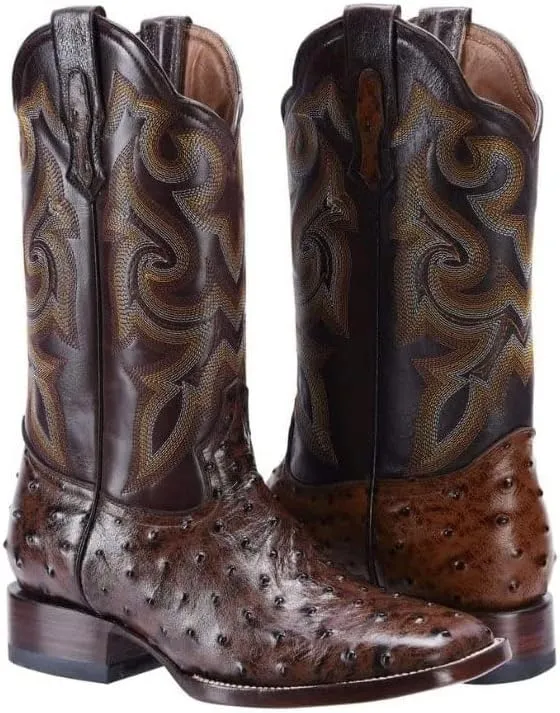Joe Boots Western Boots For Men Ostrich Print Leather 701