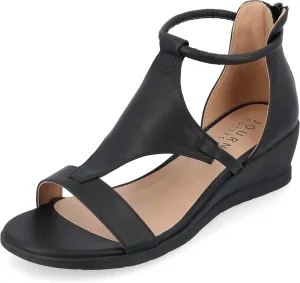 Journee Collection Womens - Trayle Back Heel Zip Wedge Sandals - Black