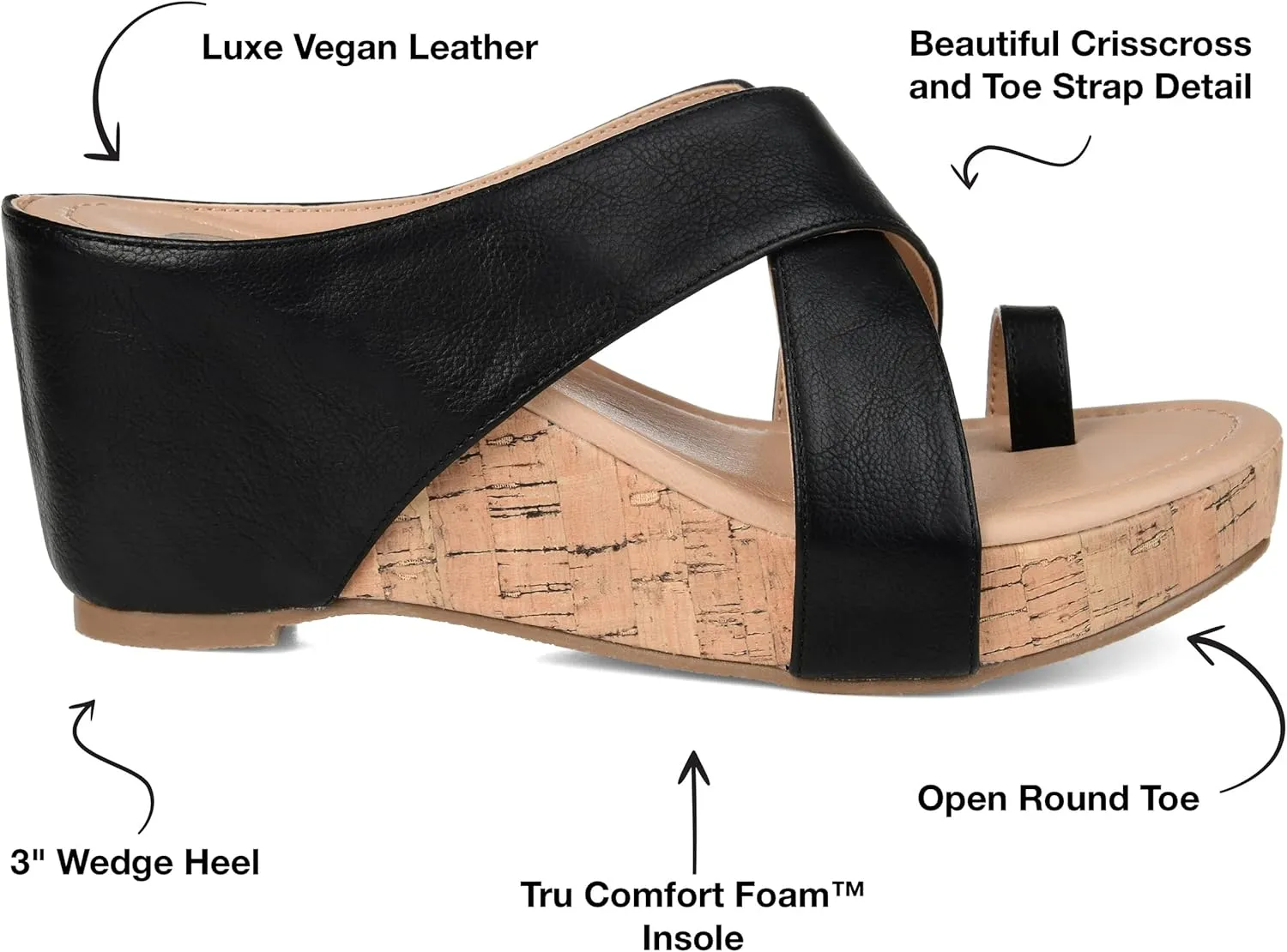 Journee Womens Rayna Tru Comfort Foam Wedge Heel Slip On Sandals