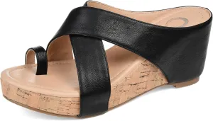Journee Womens Rayna Tru Comfort Foam Wedge Heel Slip On Sandals