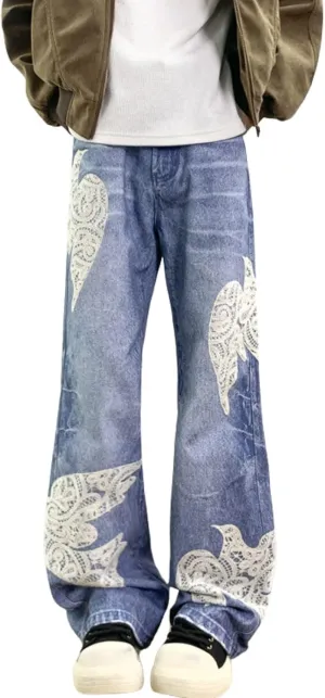 jupkem Men's Baggy Jeans Y2k Goth Wide Leg with Multiple Pockets Women Fashion 90s Hiphop Cargo Pants Y2k Harajuku Streetwear