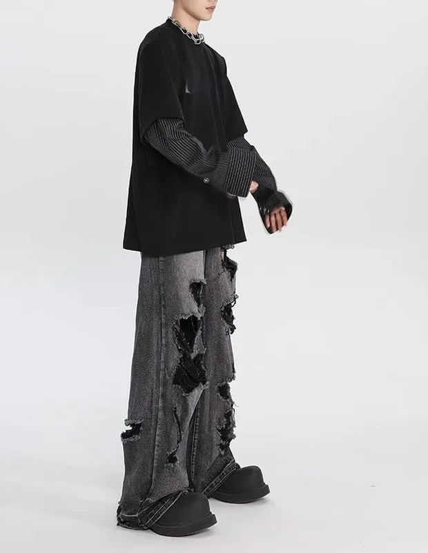 jupkem Men's Baggy Jeans Y2k Goth Wide Leg with Multiple Pockets Women Fashion 90s Hiphop Cargo Pants Y2k Harajuku Streetwear
