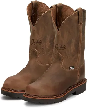 Justin Blueprint 11" Work Boots for Men - Round Toe Full-Grain Leather Cowboy Boots with Slip-resistant Outsole, EH-Rated