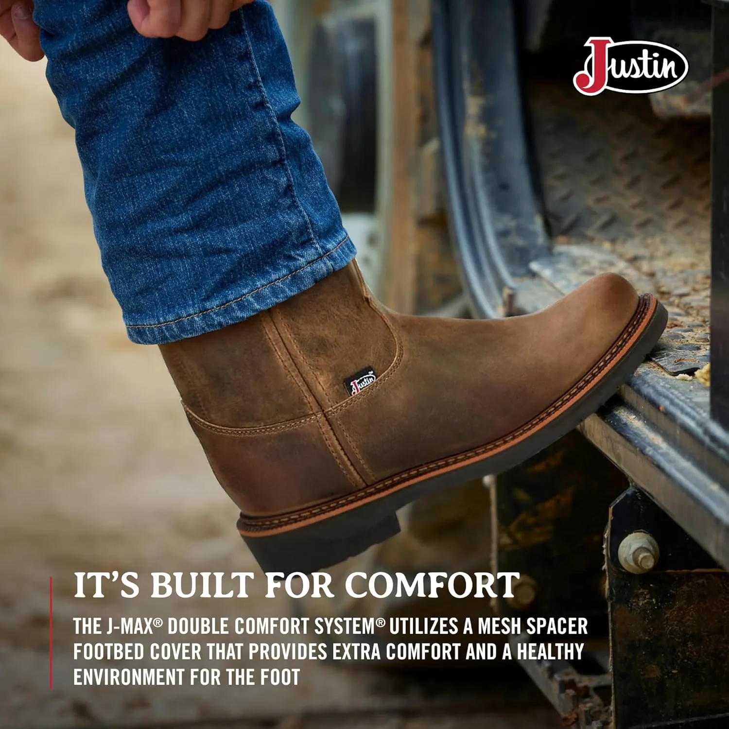 Justin Blueprint 11" Work Boots for Men - Round Toe Full-Grain Leather Cowboy Boots with Slip-resistant Outsole, EH-Rated