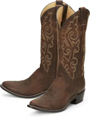 Justin Buck 13" Cowboy Boots for Men - Durable Premium Full-Grain Leather Round Toe Western Boots Build with Cushioned Insole & Full Welt Construction, Bay Apache - 10.5 D
