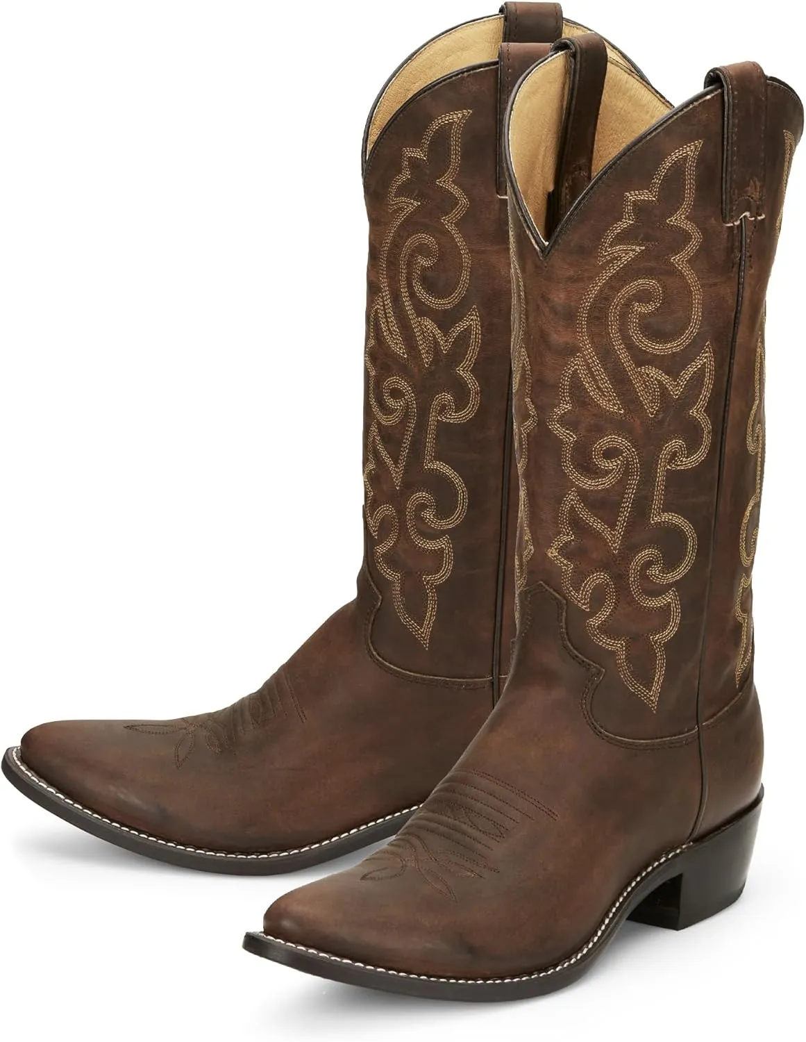 Justin Buck 13" Cowboy Boots for Men - Durable Premium Full-Grain Leather Round Toe Western Boots Build with Cushioned Insole & Full Welt Construction, Bay Apache - 10.5 D