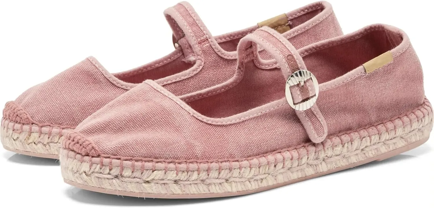 keleimusi Mary Jane Espadrilles for Women Woven Ballet Flats Washed Platform Espadrilles Outsole Shoes Canvas Summer Flats