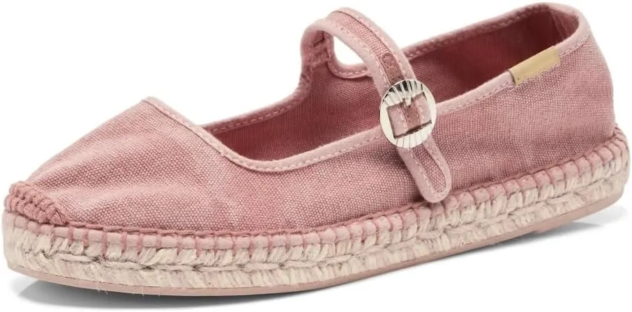 keleimusi Mary Jane Espadrilles for Women Woven Ballet Flats Washed Platform Espadrilles Outsole Shoes Canvas Summer Flats