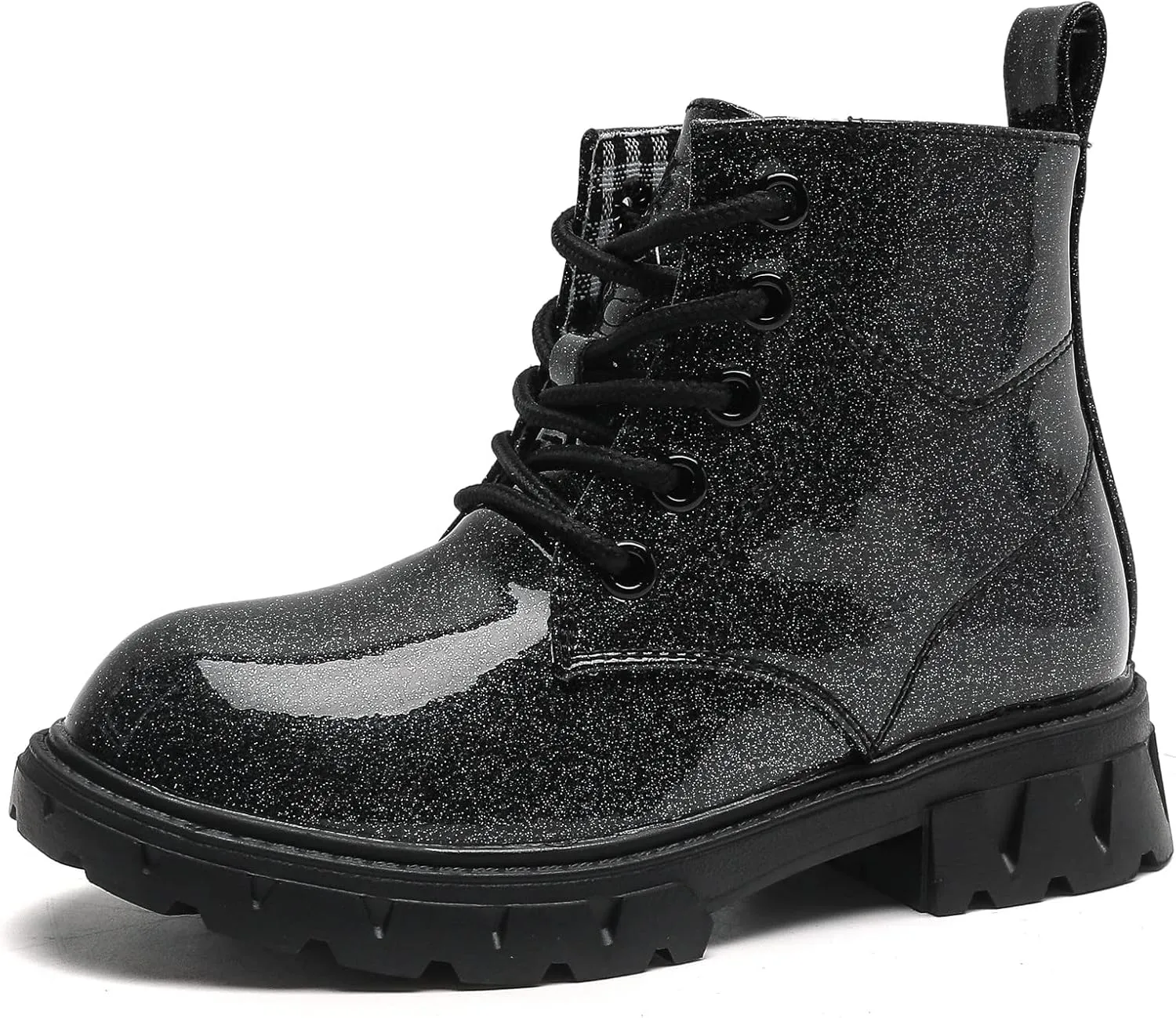 kkdom Boys Girls Waterproof Lace Up Side Zipper Ankle Combat Boots(Toddler/Little Kid/Big Kid)