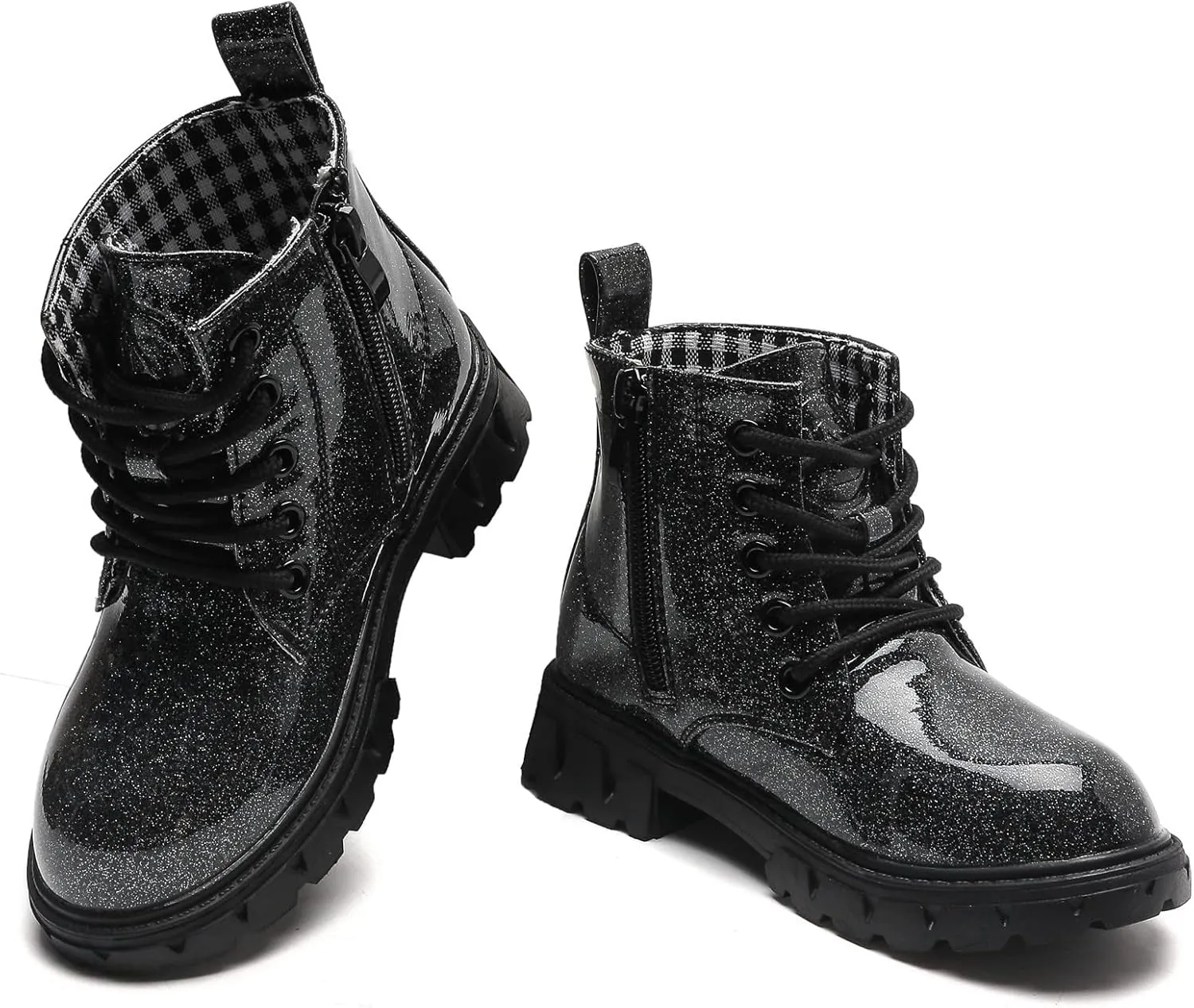 kkdom Boys Girls Waterproof Lace Up Side Zipper Ankle Combat Boots(Toddler/Little Kid/Big Kid)