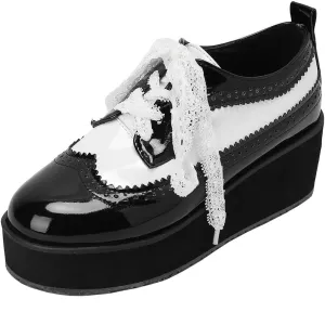 KOKOMOMO Womens Wingtip Platform Wedge Oxfords Heels Patent Leather Oxford Brogues Shoes High Heel Vintage Sneakers