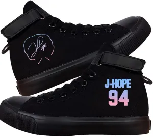 Kpop Shoes J-Hope Jungkook Jimin Suga V Jin Rap Shoes Unisex Canvas Sneakers High Top Shoes