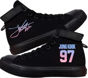 Kpop Shoes J-Hope Jungkook Jimin Suga V Jin Rap Shoes Unisex Canvas Sneakers High Top Shoes