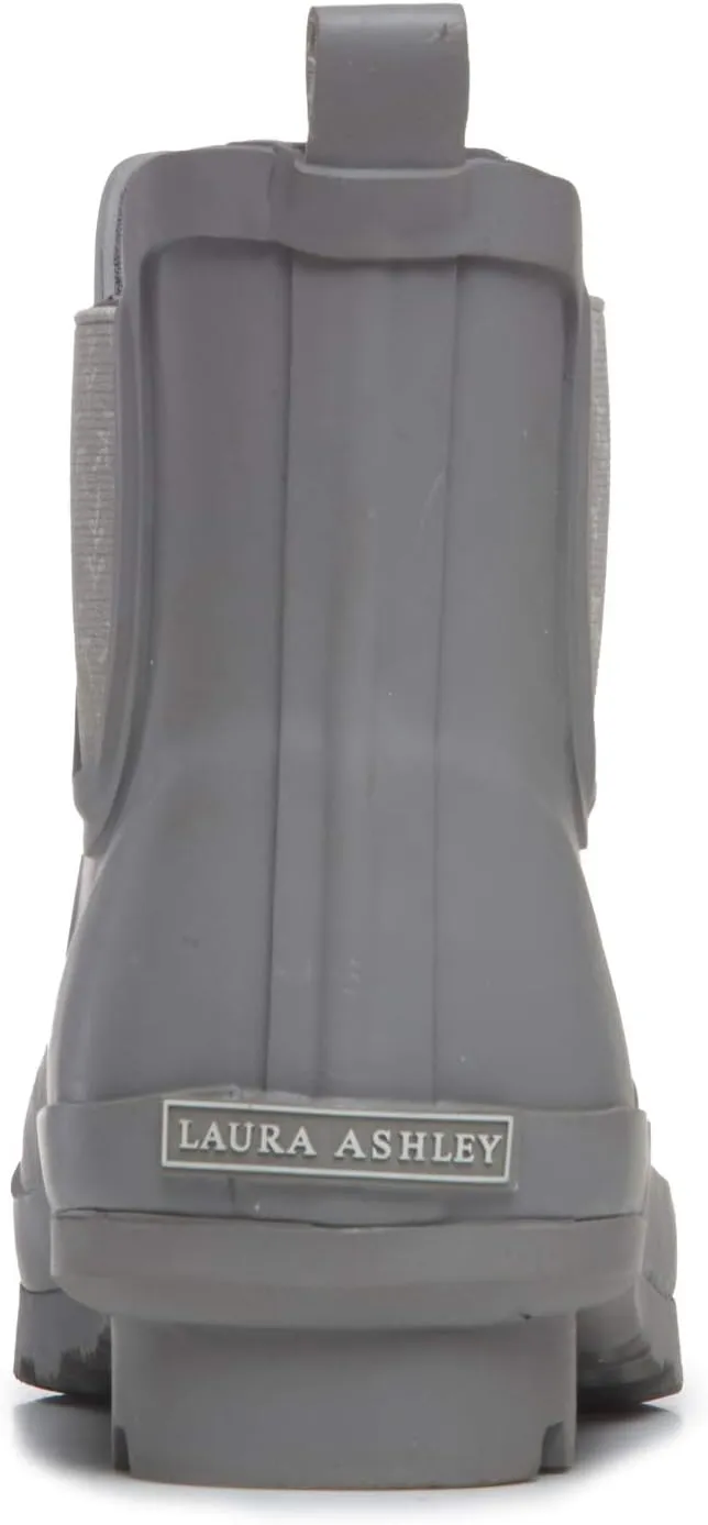 Laura Ashley Ladies Mid Cut Ankle Height Rubber Rain Boots, Lightweight Waterproof Booties for Women