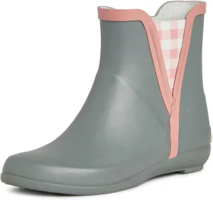 Laura Ashley Women's Rain Boots, Mid Cut Rubber Rain Boots for Women - Waterproof Flat Heeled Ankle Boots for Ladies