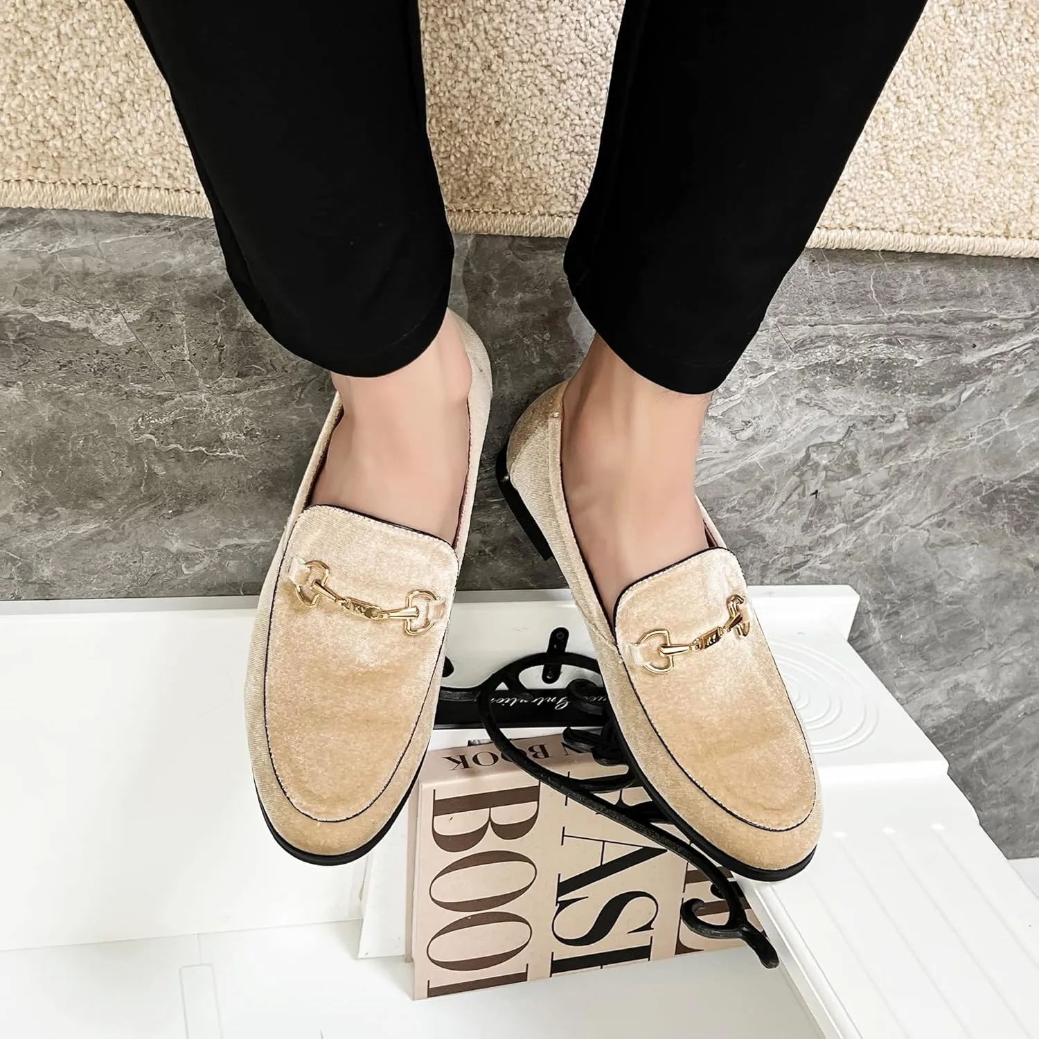 LCQL Men's Luxury Velvet Penny Loafer Shoes Noble Slip-on Suede Loafers Smoking Slippers Plus Size 7-13
