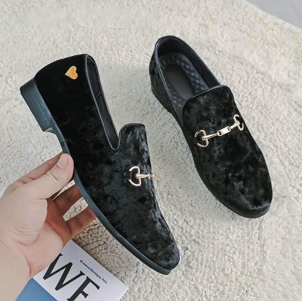 LCQL Men's Luxury Velvet Penny Loafer Shoes Noble Slip-on Suede Loafers Smoking Slippers Plus Size 7-13
