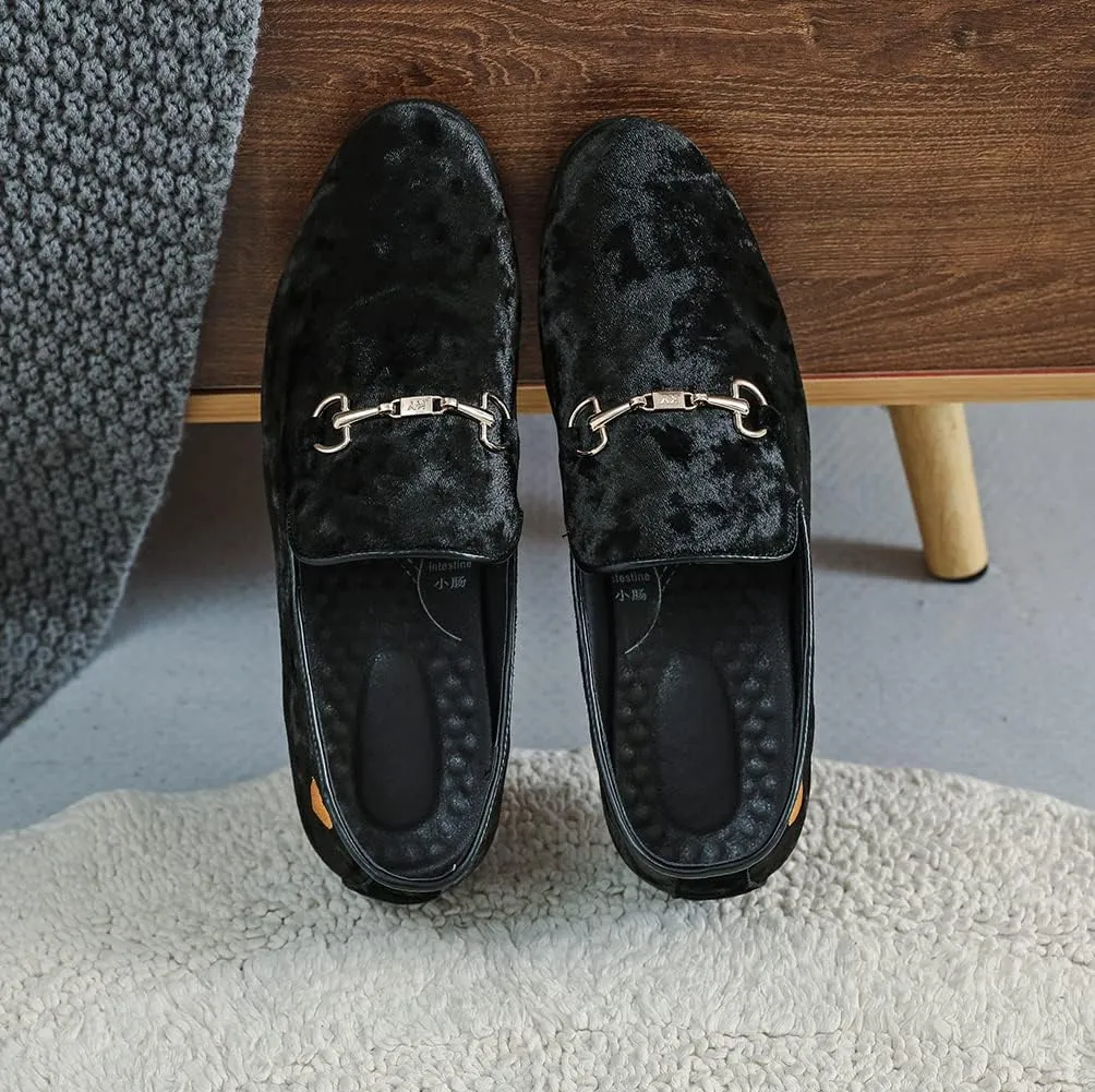 LCQL Men's Luxury Velvet Penny Loafer Shoes Noble Slip-on Suede Loafers Smoking Slippers Plus Size 7-13