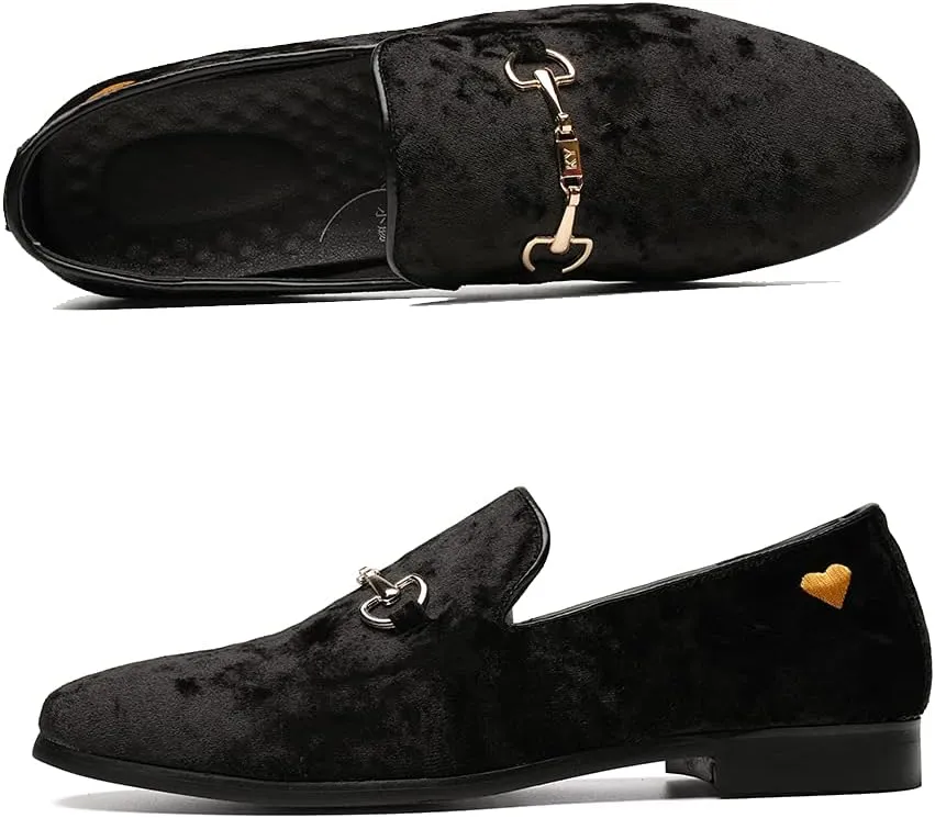 LCQL Men's Luxury Velvet Penny Loafer Shoes Noble Slip-on Suede Loafers Smoking Slippers Plus Size 7-13