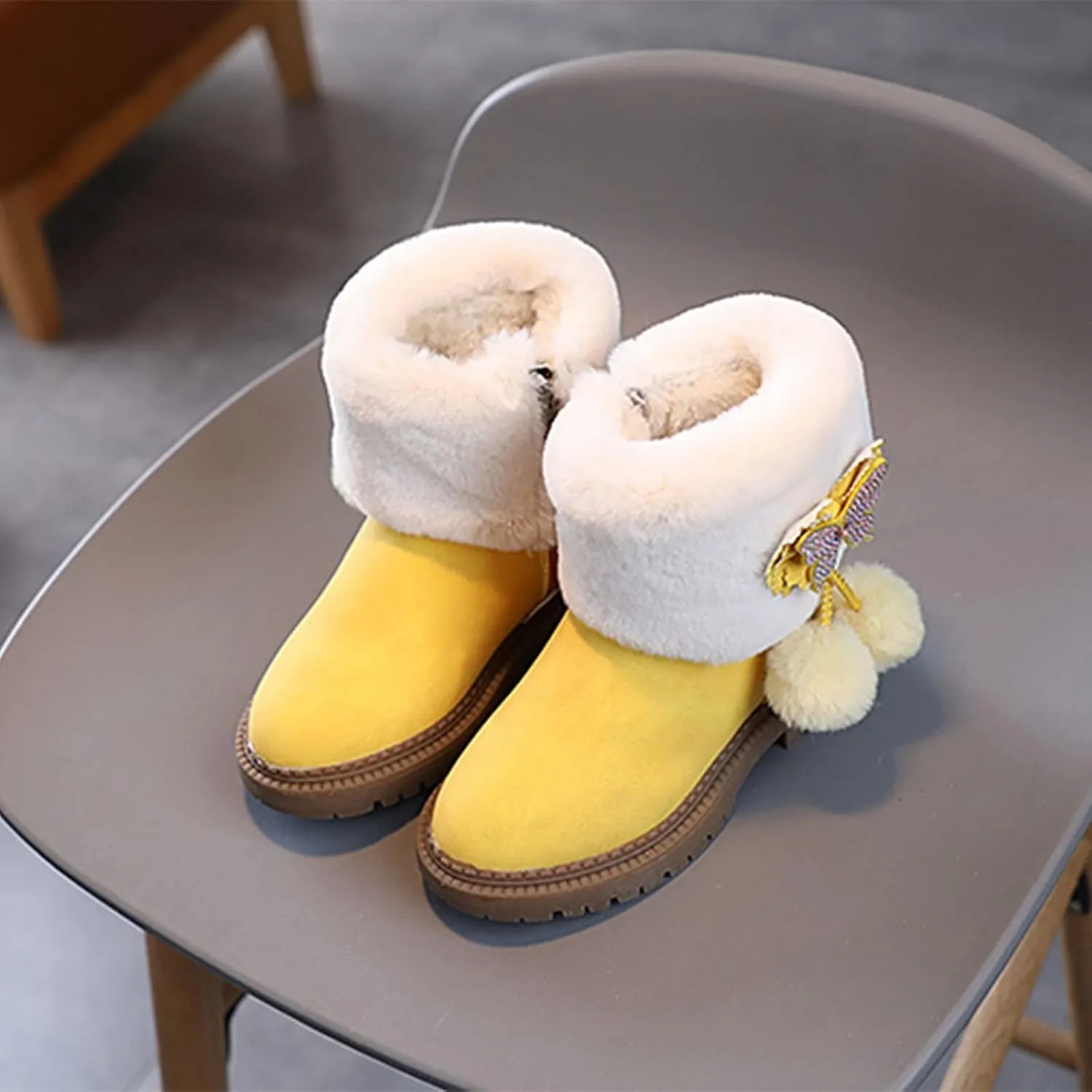 Leopard Rain Boots Kids Fashion Autumn and Winter Girls Snow Boots Thick Bottom Non Kids Winter Boots for Girls Size 1