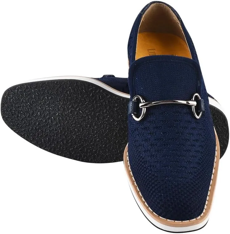 LIBERTYZENO Boys Lizard Print Textile & Leather Kids Slip on Dress Loafer Shoes for Prom Graduation