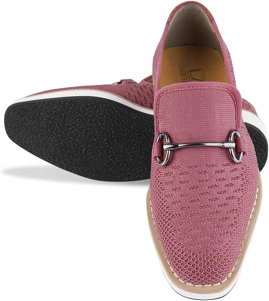LIBERTYZENO Boys Lizard Print Textile & Leather Kids Slip on Dress Loafer Shoes for Prom Graduation