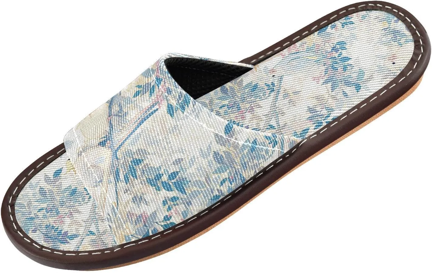 Light Yellow Blue Birds Women Men's Bathroom Slippers Portable Non Slip Sandals for Travel Home Hotel