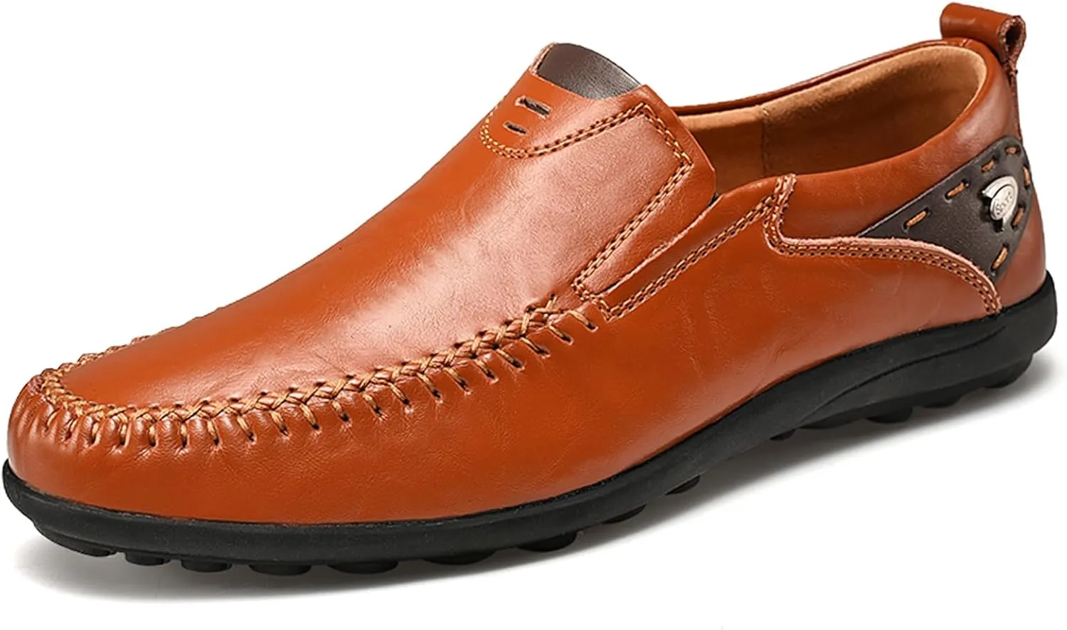Loafers Mens Driving 3E Leather Casual Shoes Slip-on Gentlemen Shoes Moccasins Mens Commuter Slip-Resistant Lightweight Breathable Easy to Walk