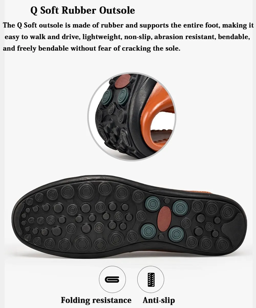 Loafers Mens Driving 3E Leather Casual Shoes Slip-on Gentlemen Shoes Moccasins Mens Commuter Slip-Resistant Lightweight Breathable Easy to Walk