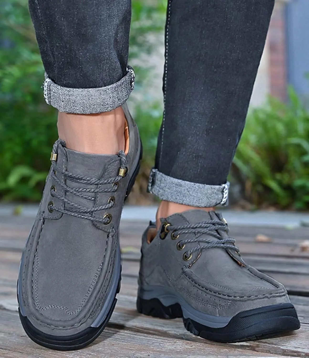 Loafers Shoes for Men Trekking Hiking Shoes Causal Leather Walking Shoes Men's Outdoor Camping Climbing Shoes