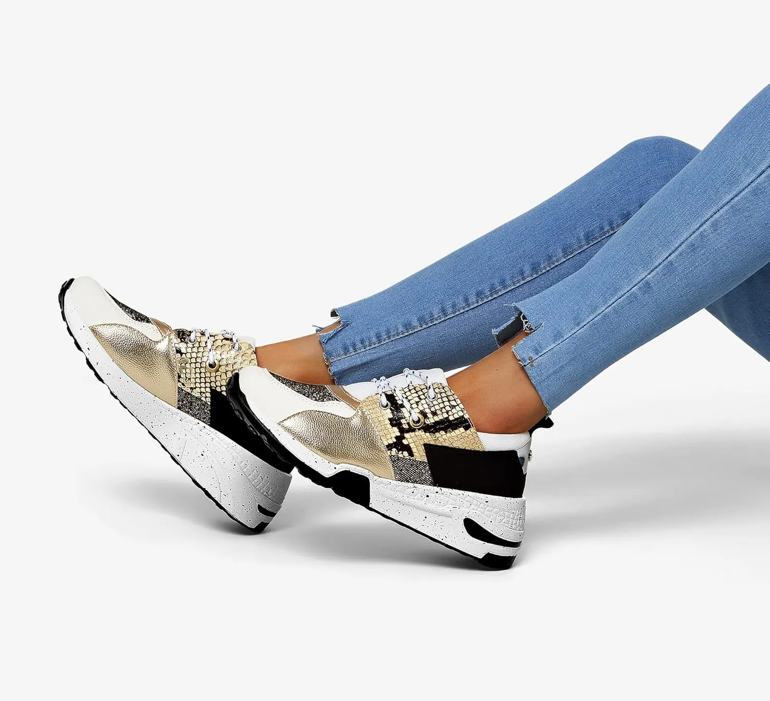 LUCKY STEP Women's High Heel Wedge Sneakers Fashion Cliff Platform Retro Lace Up Casual Shoes