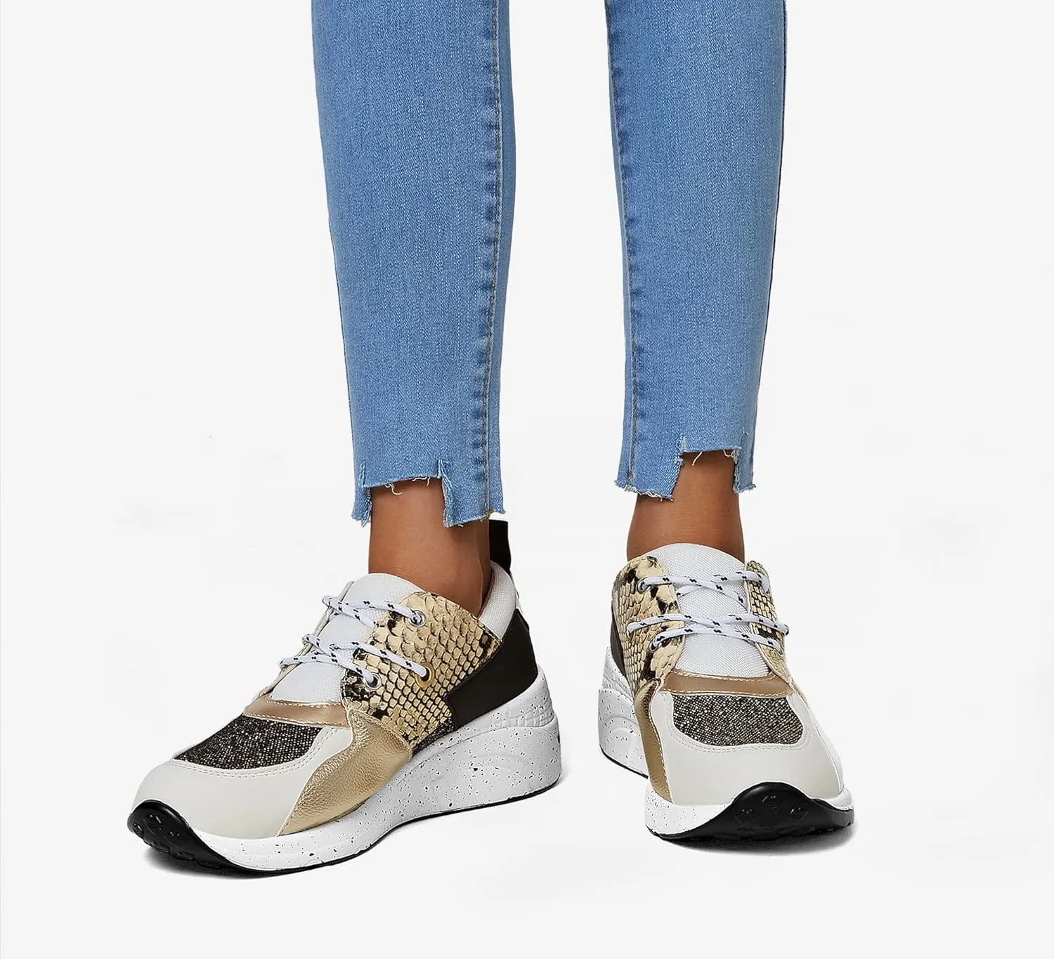 LUCKY STEP Women's High Heel Wedge Sneakers Fashion Cliff Platform Retro Lace Up Casual Shoes