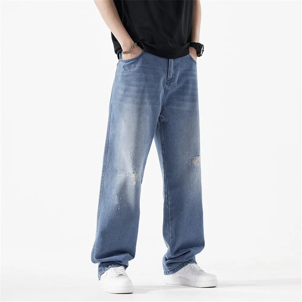 LUOBANIU Men's Baggy Jeans Hip Hop Loose fit 90s Vintage Denim Pants Dance Skater Skateboard Pants Straight Leg Jeans