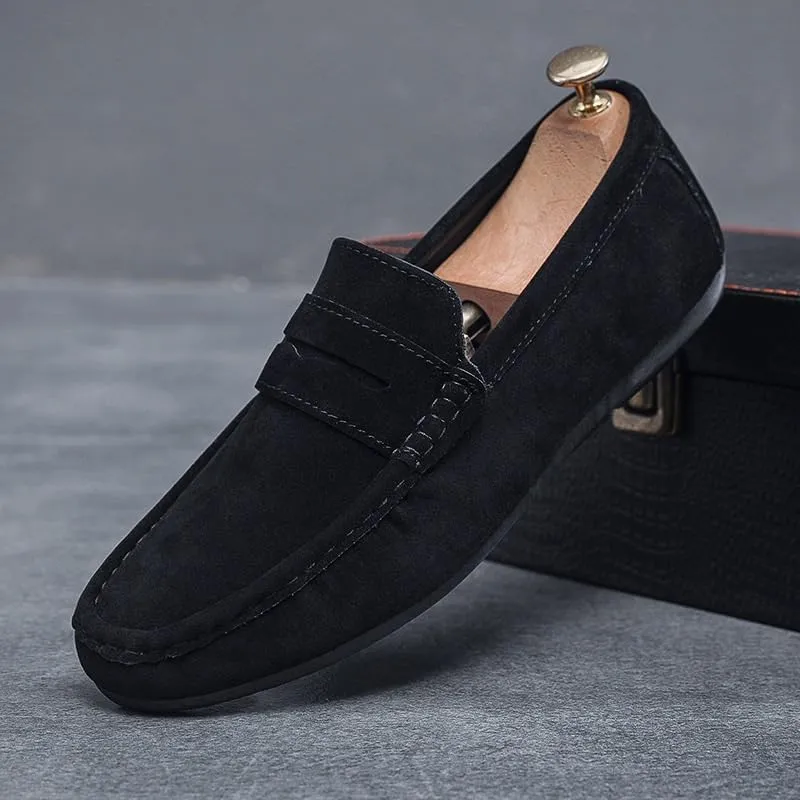 Luxury Design Suede Men's Loafers Black Casual Dress Shoes for Nightclub Party Monk Strap Men Shoes