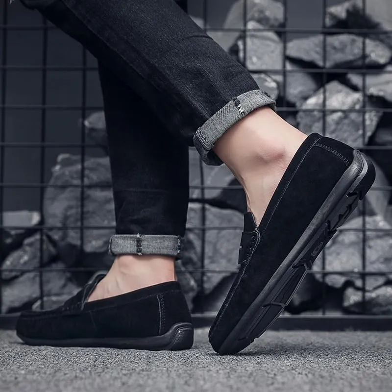 Luxury Design Suede Men's Loafers Black Casual Dress Shoes for Nightclub Party Monk Strap Men Shoes