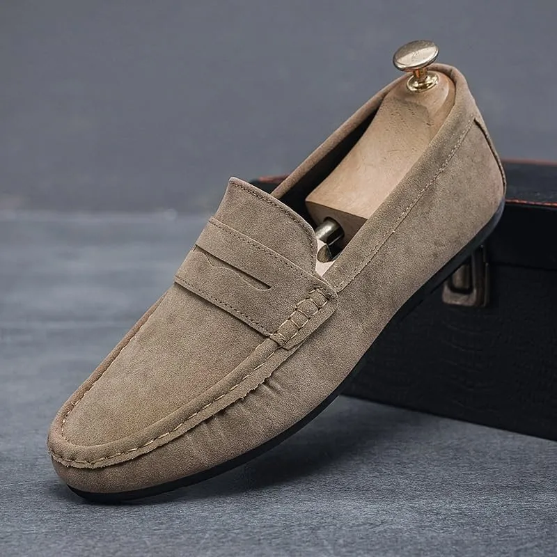 Luxury Design Suede Men's Loafers Black Casual Dress Shoes for Nightclub Party Monk Strap Men Shoes
