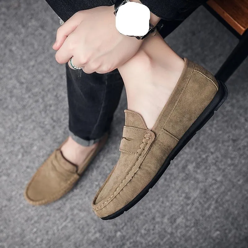 Luxury Design Suede Men's Loafers Black Casual Dress Shoes for Nightclub Party Monk Strap Men Shoes