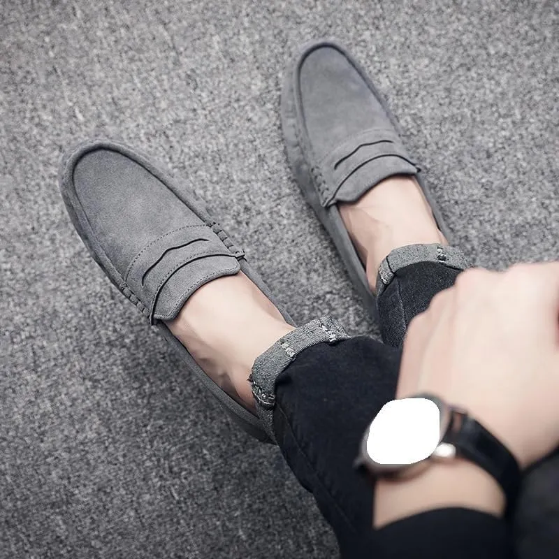 Luxury Design Suede Men's Loafers Black Casual Dress Shoes for Nightclub Party Monk Strap Men Shoes